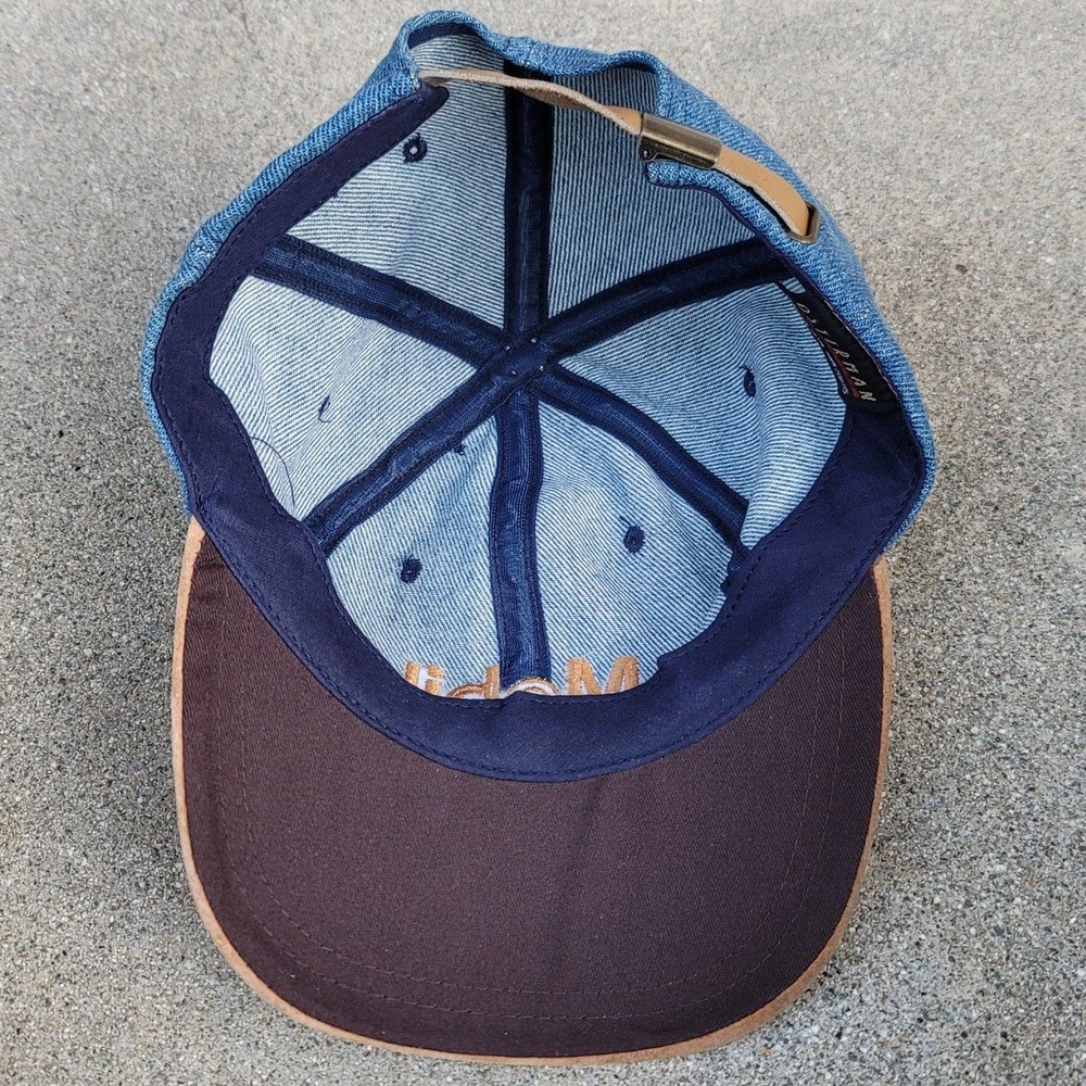 Vtg Mobil Gas Denim Leather Strapback Hat With Suede Bill - Picture 6 of 7